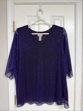 Catherines Shimmery Purple V-Neck Evening Tunic